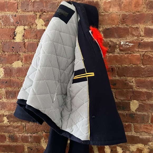 J. Crew Navy Cropped Jacket with Bold Faux Fur Collar - Picture 5 of 5